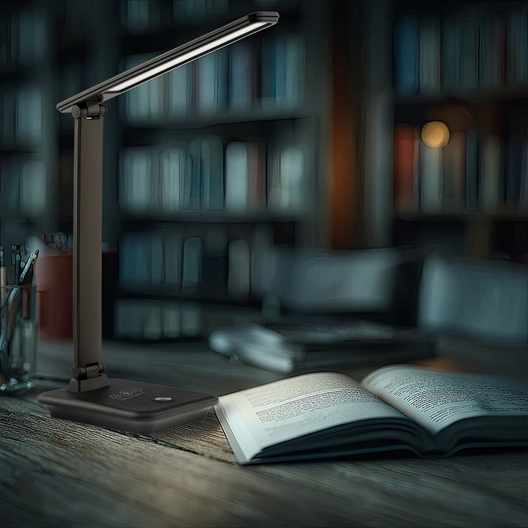 Dimmbare LED Schreibtischlampe Schreibtischleuchte Tischlampe 9W mit Induktion Qi-Ladegerät