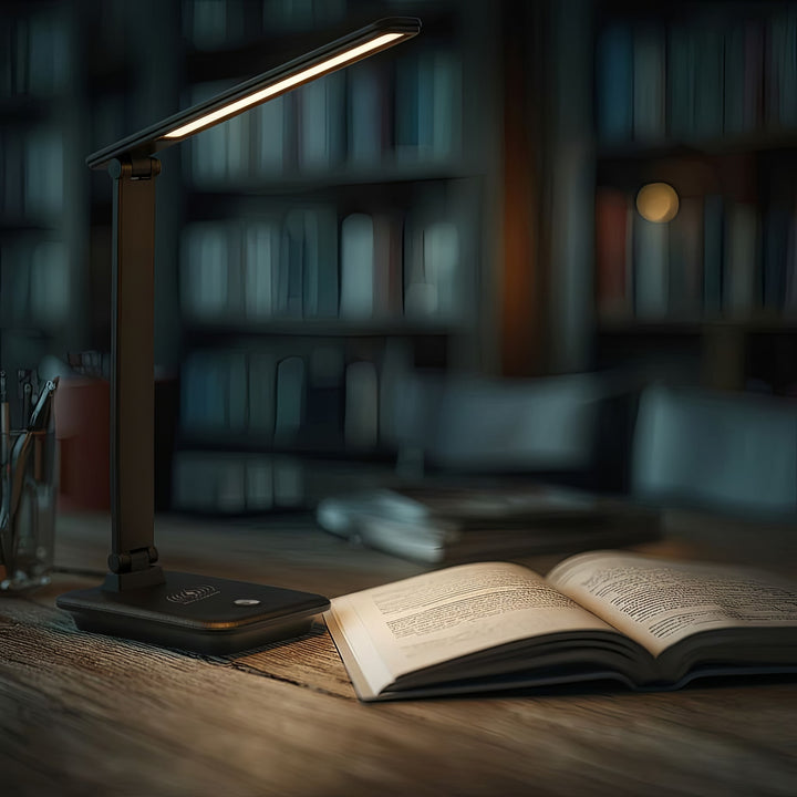 Dimmbare LED Schreibtischlampe Schreibtischleuchte Tischlampe 9W mit Induktion Qi-Ladegerät
