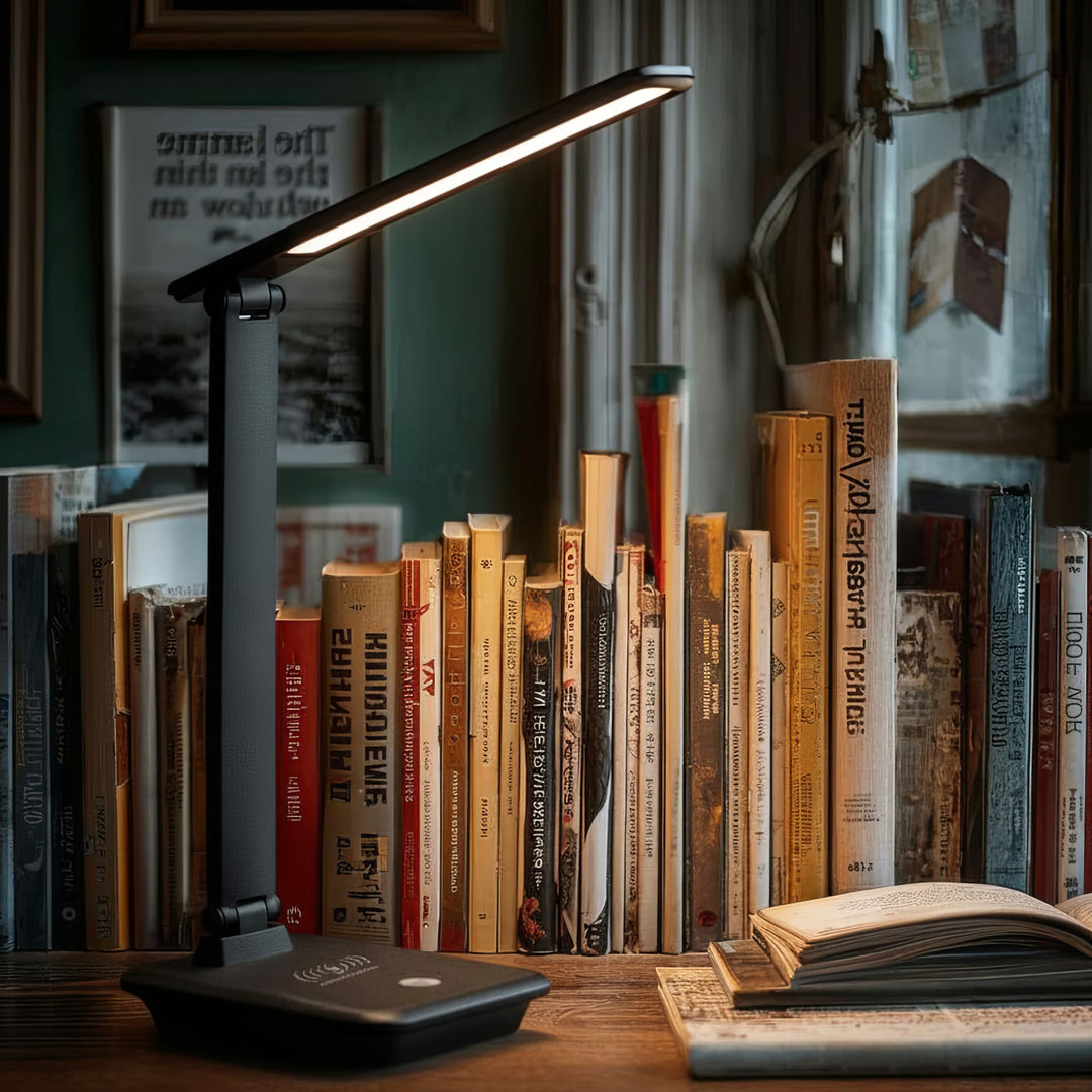 Dimmbare LED Schreibtischlampe Schreibtischleuchte Tischlampe 9W mit Induktion Qi-Ladegerät