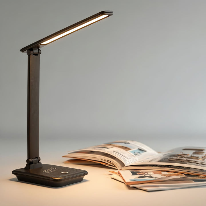 Dimmbare LED Schreibtischlampe Schreibtischleuchte Tischlampe 9W mit Induktion Qi-Ladegerät
