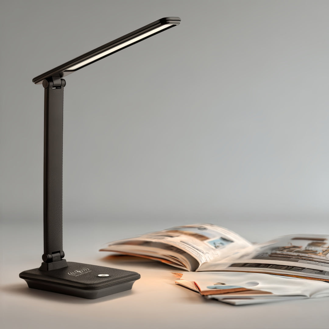 Dimmbare LED Schreibtischlampe Schreibtischleuchte Tischlampe 9W mit Induktion Qi-Ladegerät