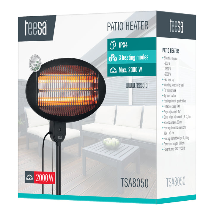 Teesa Elektro-Infrarot-Terrassenstrahler TSA8050 Schwarz