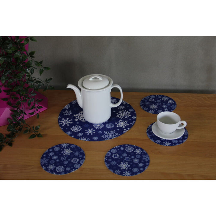 Satz runder Filz-Tischsets 1 + 4 - SNOW