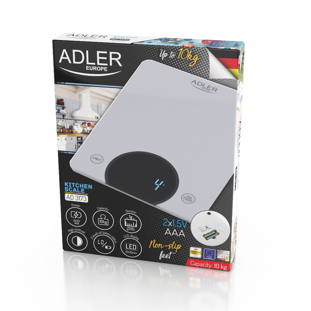 Adler AD 3173s Küchenwaage bis zu 10kg LED Abmessungen 20 x 16 cm