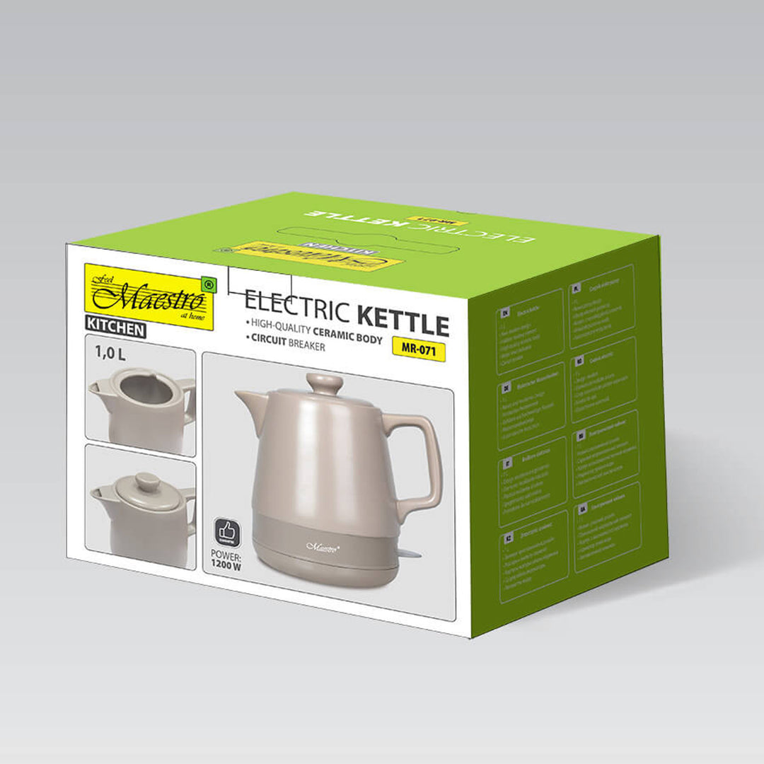 Maestro MR-071 Keramik-Wasserkocher, 1 l, beige, 1200 W, britischer Stecker