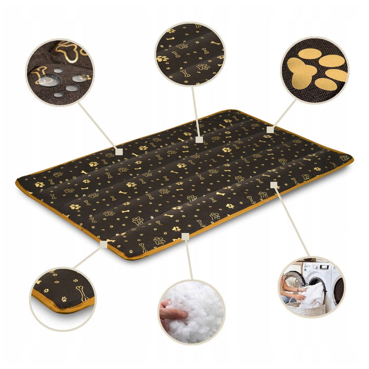 Prestige Hundebett Hundematte Haltbare wasserdichte Hundematratze mit einem Muster aus goldenen Knochen in Braun (120x80cm)