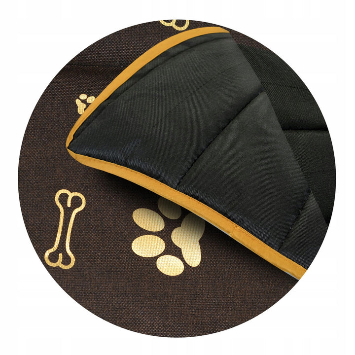 Prestige Hundebett Hundematte Haltbare wasserdichte Hundematratze mit einem Muster aus goldenen Knochen in Braun (120x80cm)