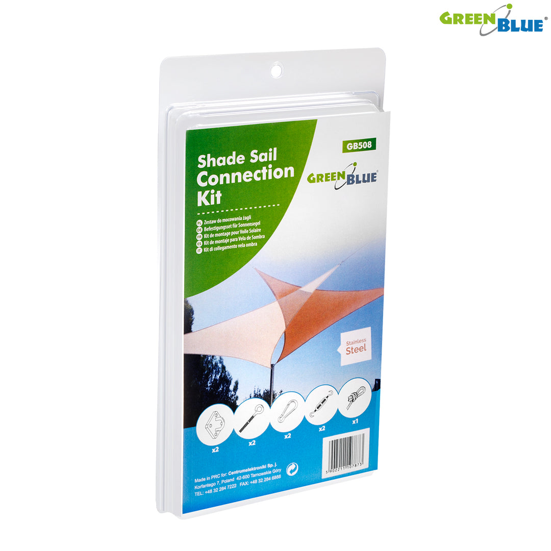GreenBlue UV-Gartensegel, Polyester, 5m quadratisch, cremefarben + Montagesatz