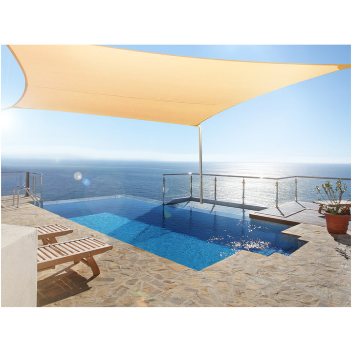 GreenBlue UV-Gartensegel, Polyester, 5m quadratisch, cremefarben + Montagesatz