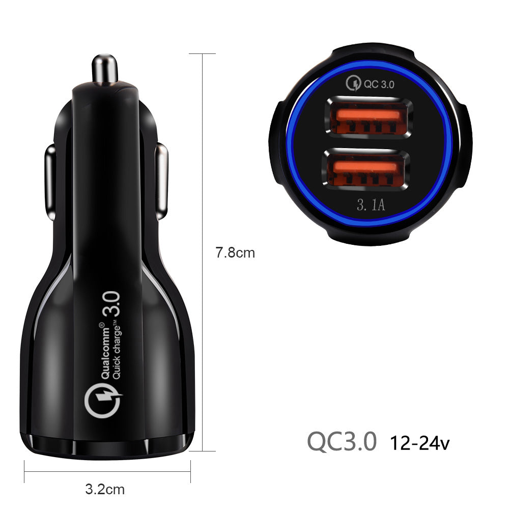 Maclean Autoladegerät, Qualcomm Quick Charge, QC 3.0 - 5V/3A, 9V/1.8A, 12V/1.6A, 5V/3.1A Steckdose mit USB Lightning Kabel