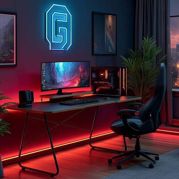 Gaming-Tisch mit NanoRS-Monitorablage, 50kg max, Höhe 850mm, schwarz, RS170