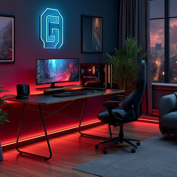 Gaming-Tisch mit NanoRS-Monitorablage, 50kg max, Höhe 850mm, schwarz, RS170