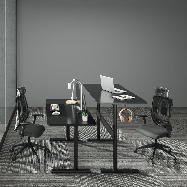 Schreibtisch mit Tischplatte 140x68cm Ergo Office, Gasfeder, höhenverstellbar, für stehendes und sitzendes Arbeiten, max Höhe 115cm, ER-453