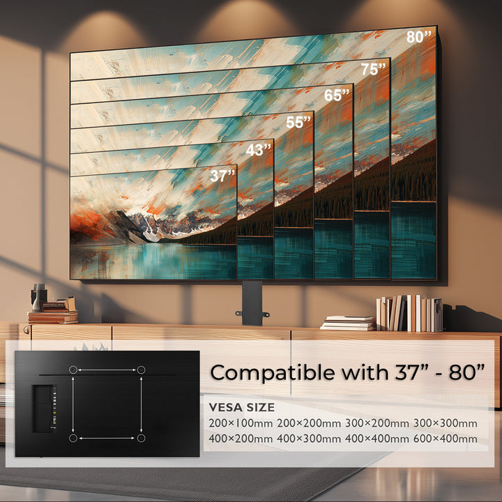 Elektrisch Höhenverstellbare TV Halterung, TUYA, 37''-80''', VESA 600x400, max 60kg, MC-866T