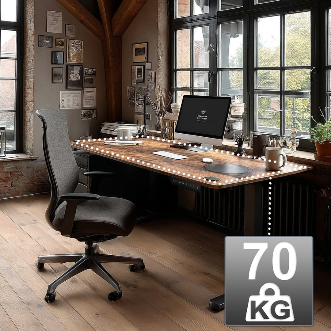Schreibtisch Ergo Office elektrisch höhenverstellbar, für Stehen und Sitzen, max Höhe 114cm, ER-451