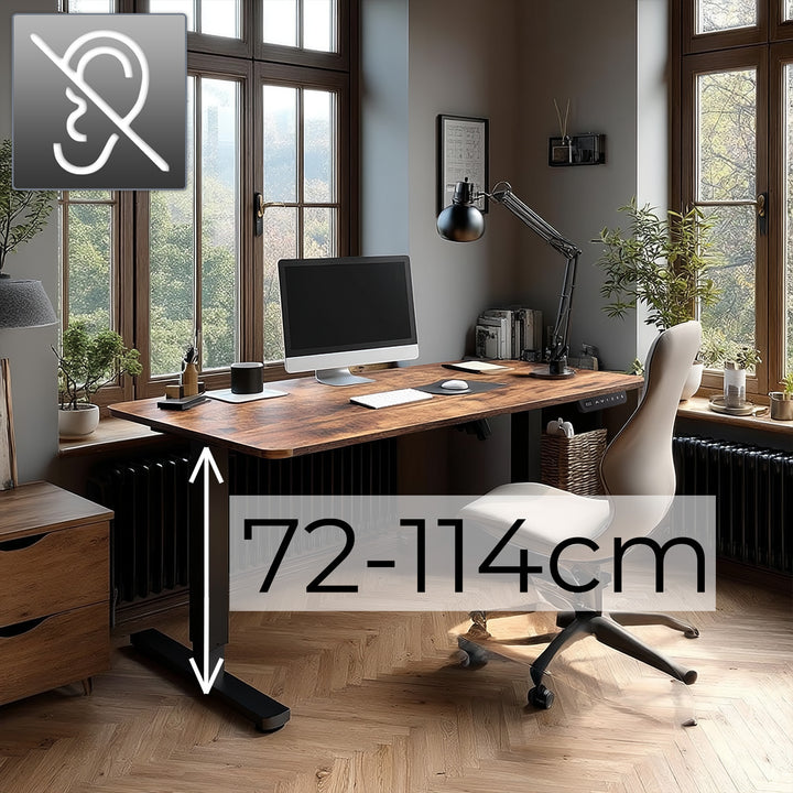 Schreibtisch Ergo Office elektrisch höhenverstellbar, für Stehen und Sitzen, max Höhe 114cm, ER-451