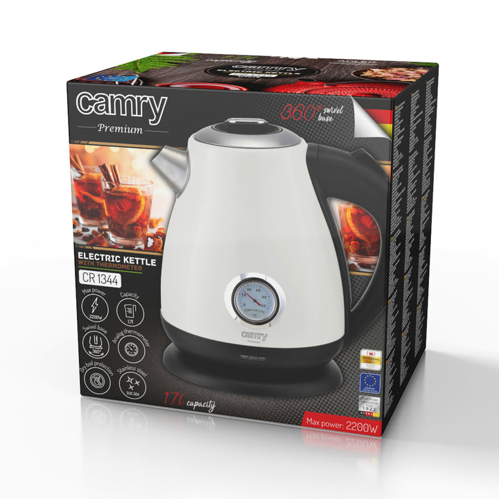 Camry elektrischer Wasserkocher, kabellos, mit Thermometer, 1.7L, 2200W, CR 1344