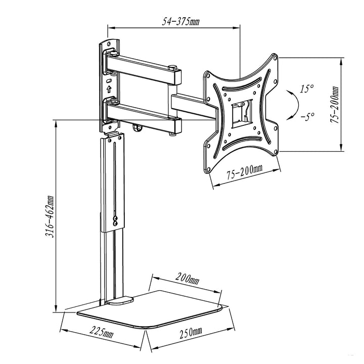 Maclean TV-Halterung mit DVD-Ablage, vesa 200x200 , 23"-43", 25kg, MC-771A