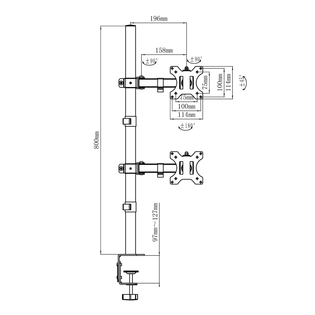 Maclean Monitorhalterung, max VESA 100x100, 13-27", 9kg, MC-967