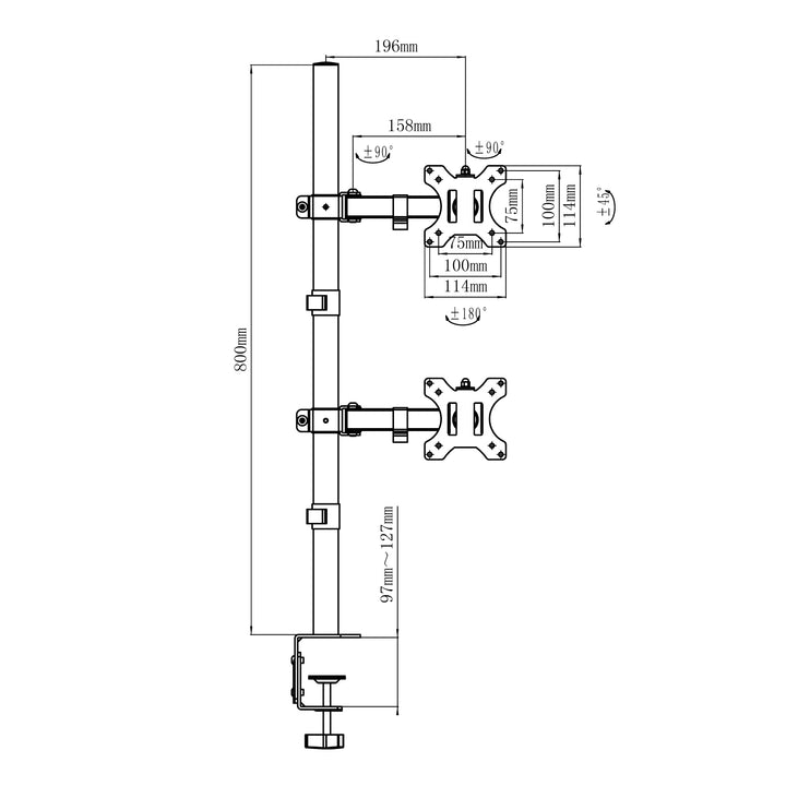 Maclean Monitorhalterung, max VESA 100x100, 13-27", 9kg, MC-967