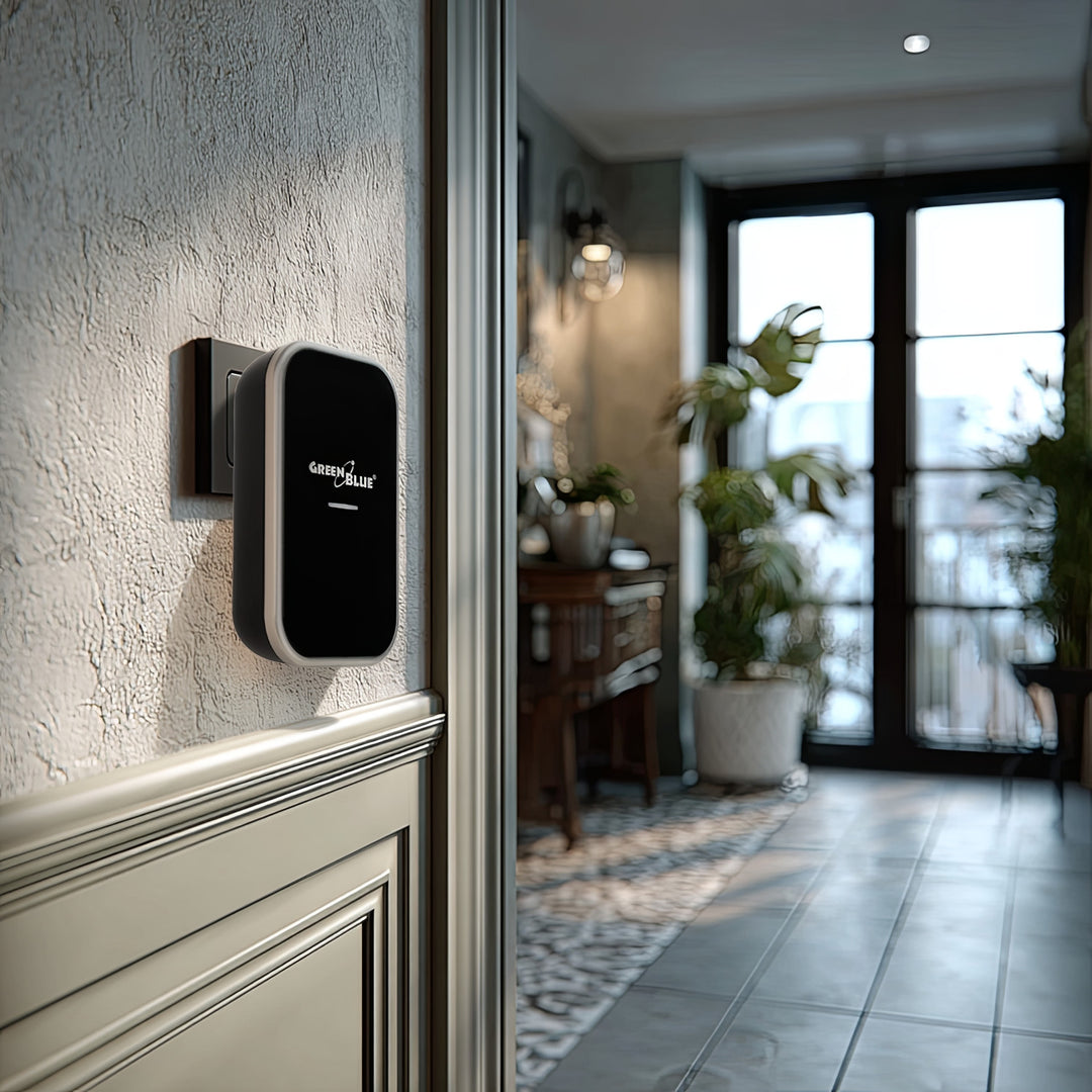 Kabellose Türklingel Kabelloses, batterieloses, Kinetisches Klingelsystem mit 38 Melodien, Reichweite bis zu 200 m, IP44 (1x Steckdosen-Empfänger + 1x Sender/Schwarz)