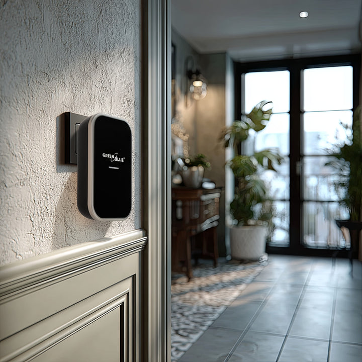 Kabellose Türklingel Kabelloses, batterieloses, Kinetisches Klingelsystem mit 38 Melodien, Reichweite bis zu 200 m, IP44 (1x Steckdosen-Empfänger + 1x Sender/Schwarz)