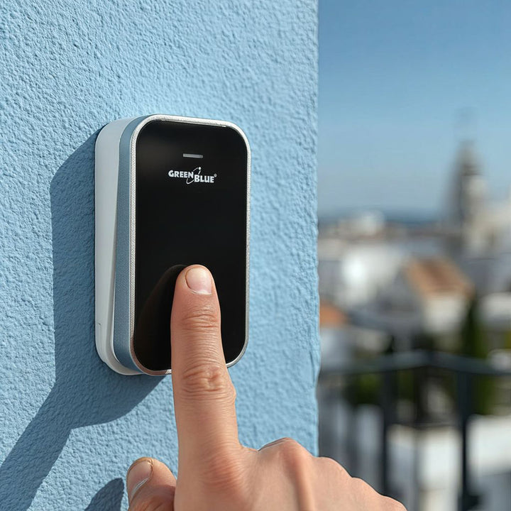 Kabellose Türklingel Kabelloses, batterieloses, Kinetisches Klingelsystem mit 38 Melodien, Reichweite bis zu 200 m, IP44 (1x Steckdosen-Empfänger + 1x Sender/Schwarz)