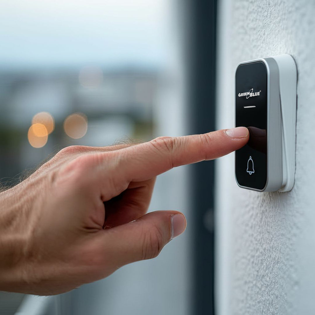 Kabellose Türklingel Kabelloses, batterieloses, Kinetisches Klingelsystem mit 38 Melodien, Reichweite bis zu 200 m, IP44 (1x Steckdosen-Empfänger + 1x Sender/Schwarz)