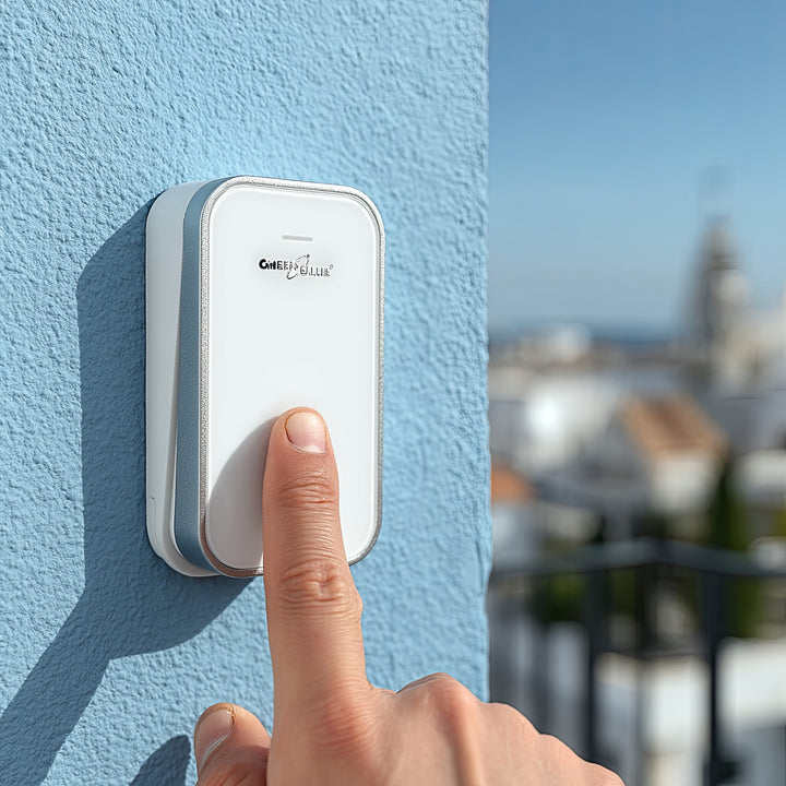 Kabellose Türklingel Kabelloses, batterieloses, Kinetisches Klingelsystem mit 38 Melodien, Reichweite bis zu 200 m, IP44 (1x Steckdosen-Empfänger + 1x Sender/Weiß)