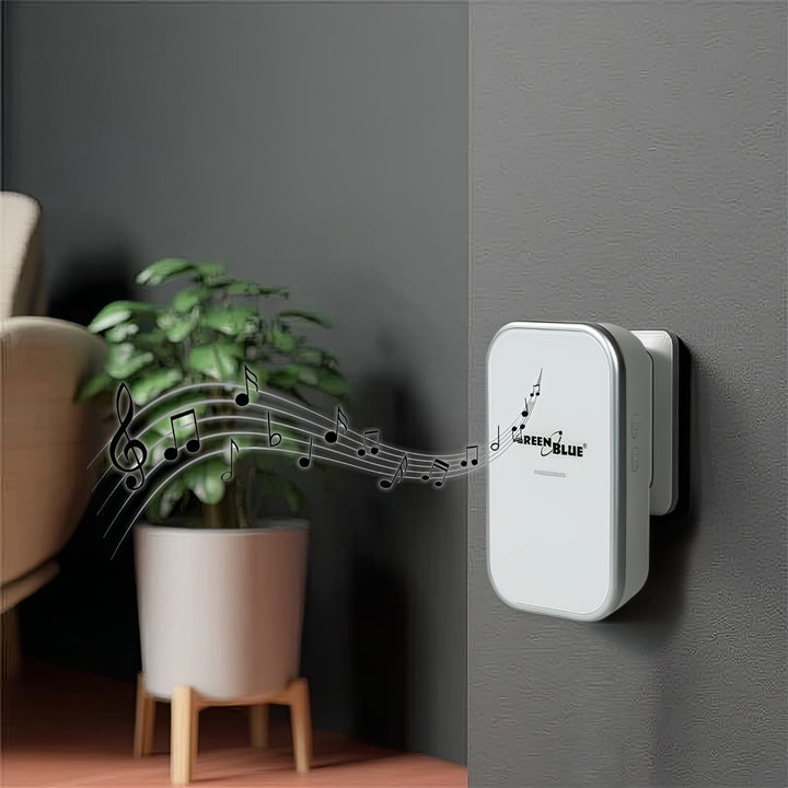 Kabellose Türklingel Kabelloses, batterieloses, Kinetisches Klingelsystem mit 38 Melodien, Reichweite bis zu 200 m, IP44 (1x Steckdosen-Empfänger + 1x Sender/Weiß)