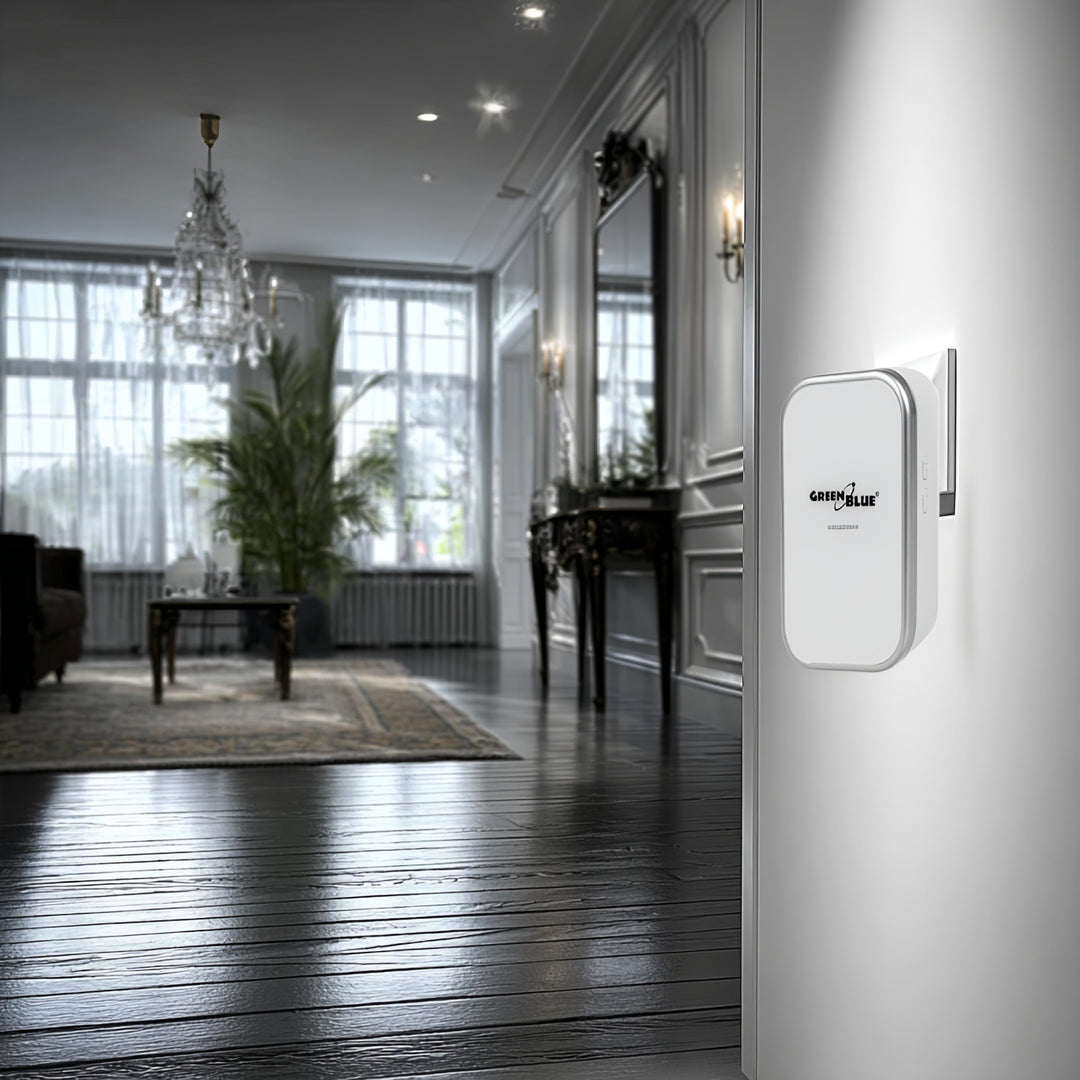 Kabellose Türklingel Kabelloses, batterieloses, Kinetisches Klingelsystem mit 38 Melodien, Reichweite bis zu 200 m, IP44 (1x Steckdosen-Empfänger + 1x Sender/Weiß)