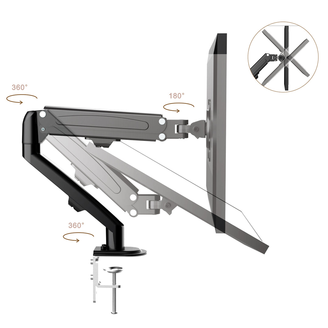 Monitorhalterung Maclean, Gasfeder, 13"-27", 8 kg, schwarz, MC-860N