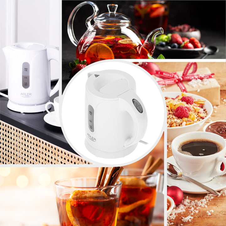 Adler kabelloser Wasserkocher, Fassungsvermögen 0,8 l, Leistung 850 W, AD1371