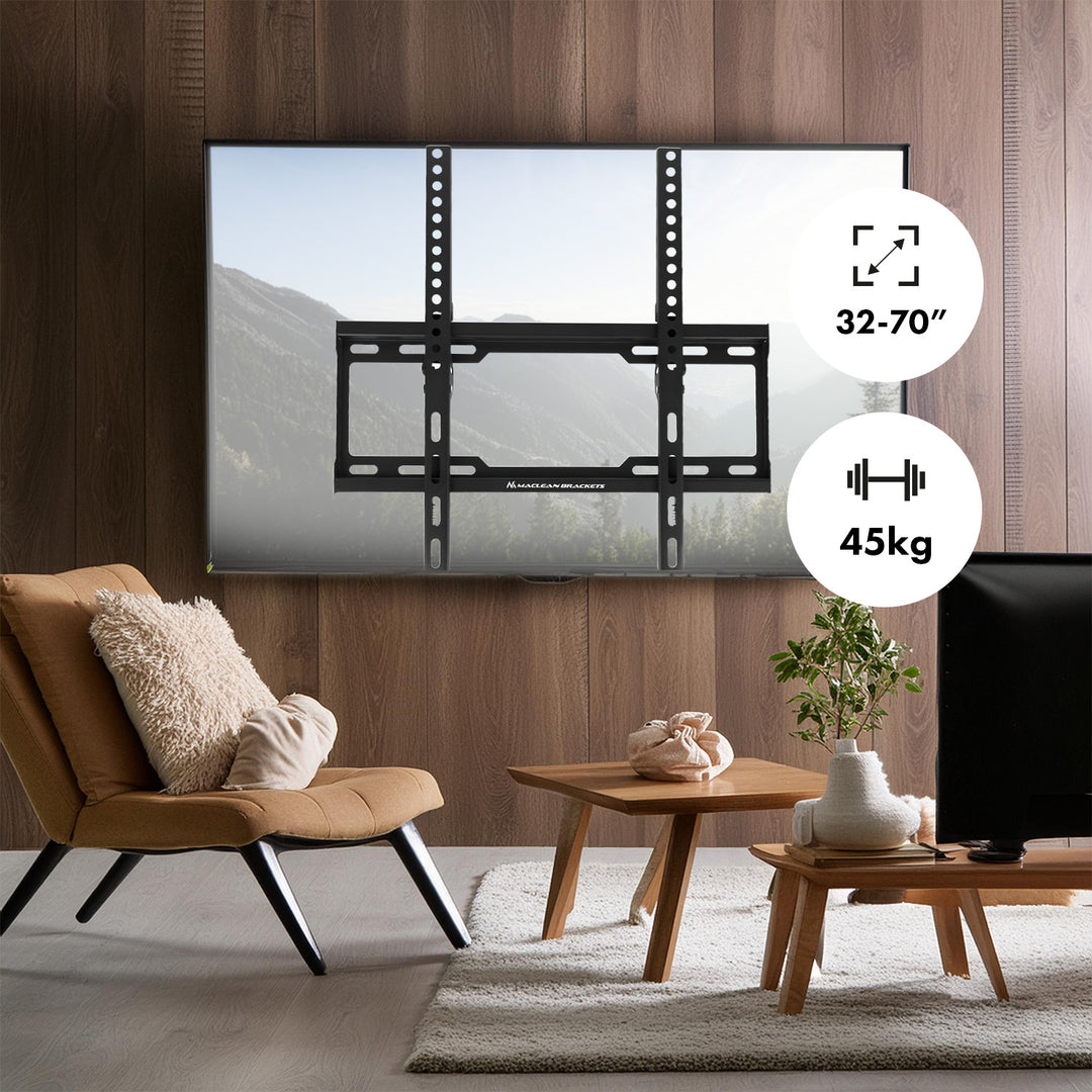 Maclean TV-Halterung, max VESA 400x400, 32-70", 45kg, Neigungsverstellung +0°~-10°, MC-412