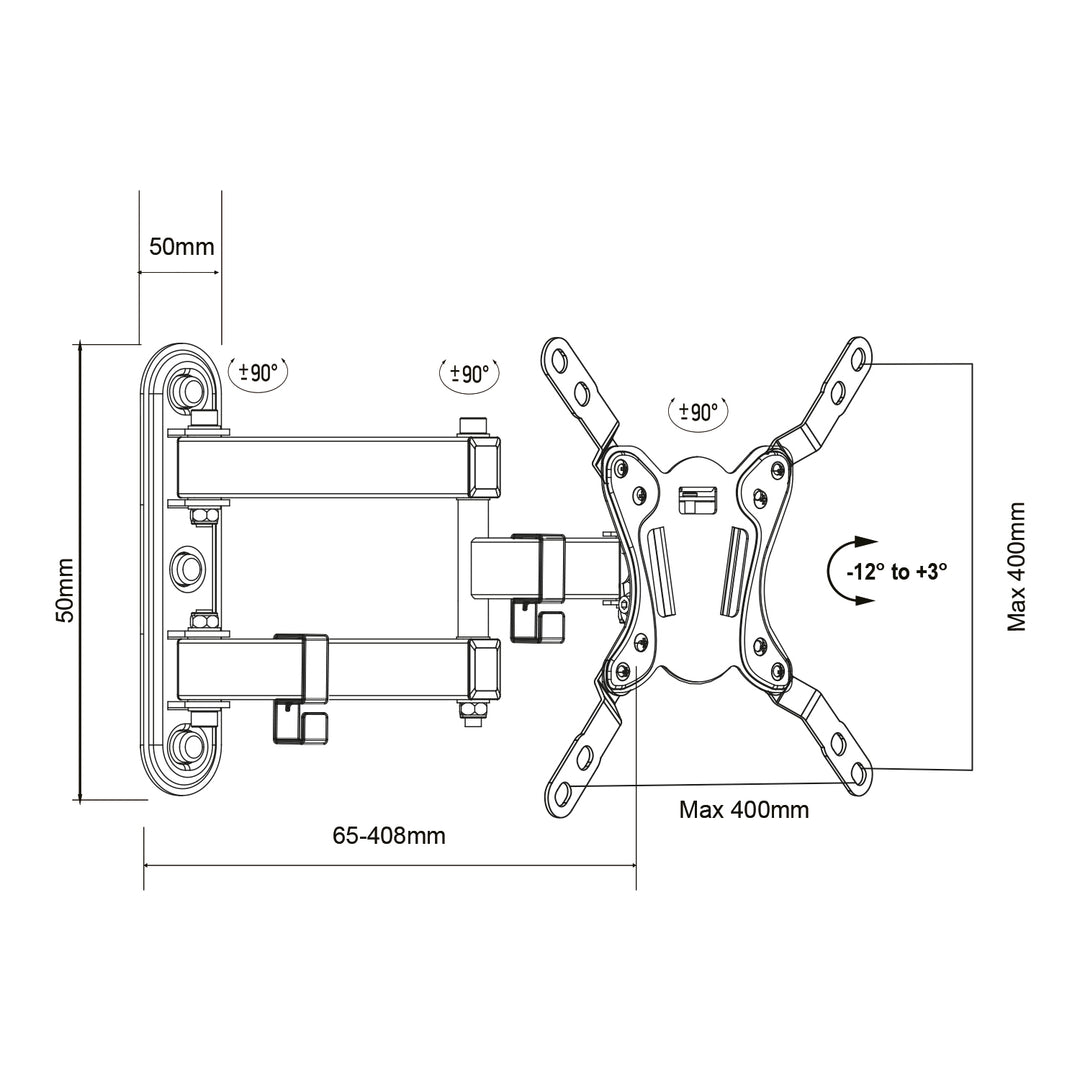 Maclean-Halterung für TV oder Monitor, max. VESA 200x200, 23-43", 30kg, schwarz, MC-418