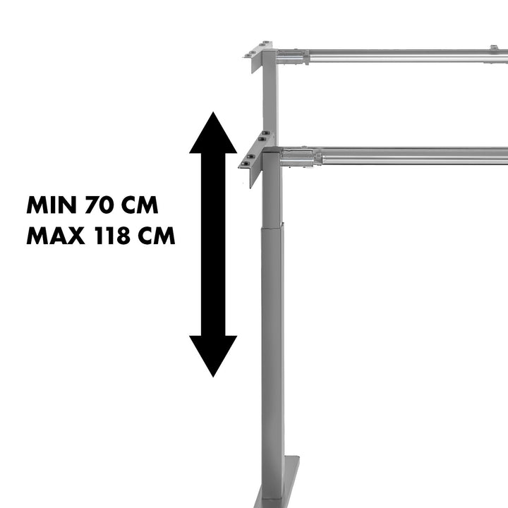Maclean-Schreibtisch, manuelle Höhenverstellung, ohne Platte, zum Stehen und Sitzen, max. 60kg, max. Höhe 120cm, MC-790NG