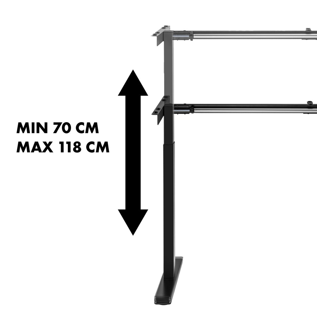 Maclean Schreibtisch, manuelle Höhenverstellung, ohne Platte, zum Stehen und Sitzen, max. 60kg, max. Höhe 120cm, MC-790NB