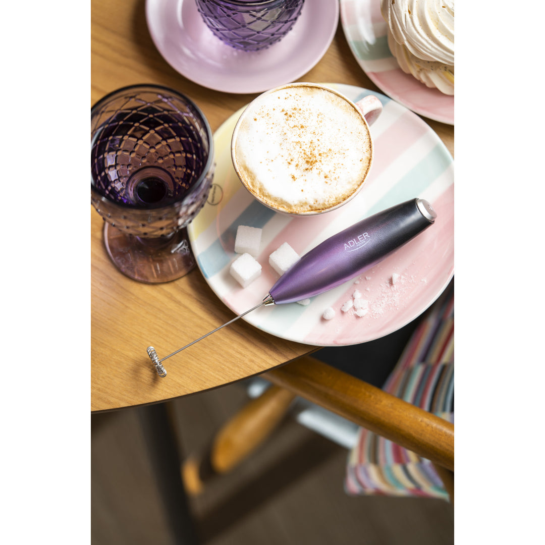 Adler Milchaufschäumer, mit Ständer, lila und schwarz, AD 4499