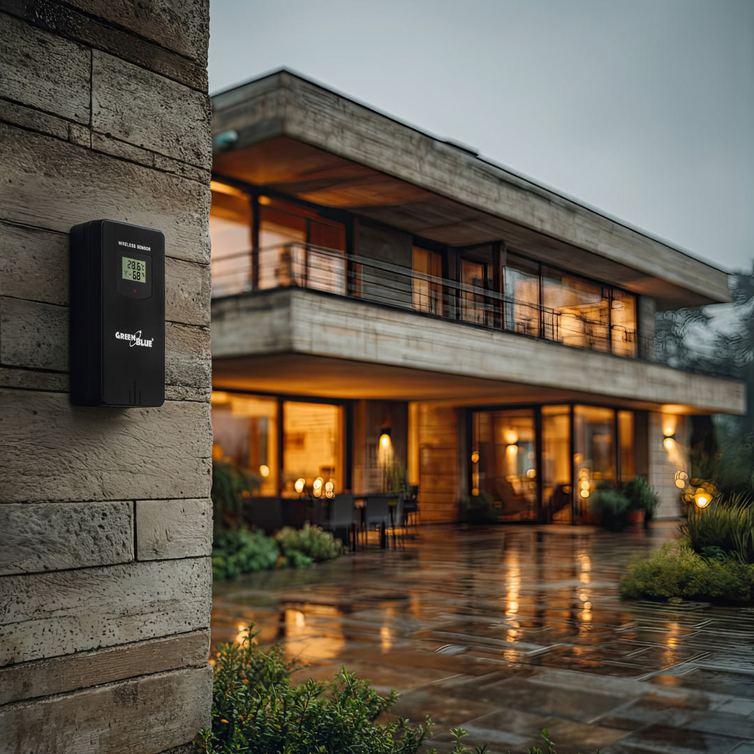 GreenBlue Funkwetterstation, Farbe, mit DCF, Mondphasen, Barometer, Kalender, Netzteil, GB540N