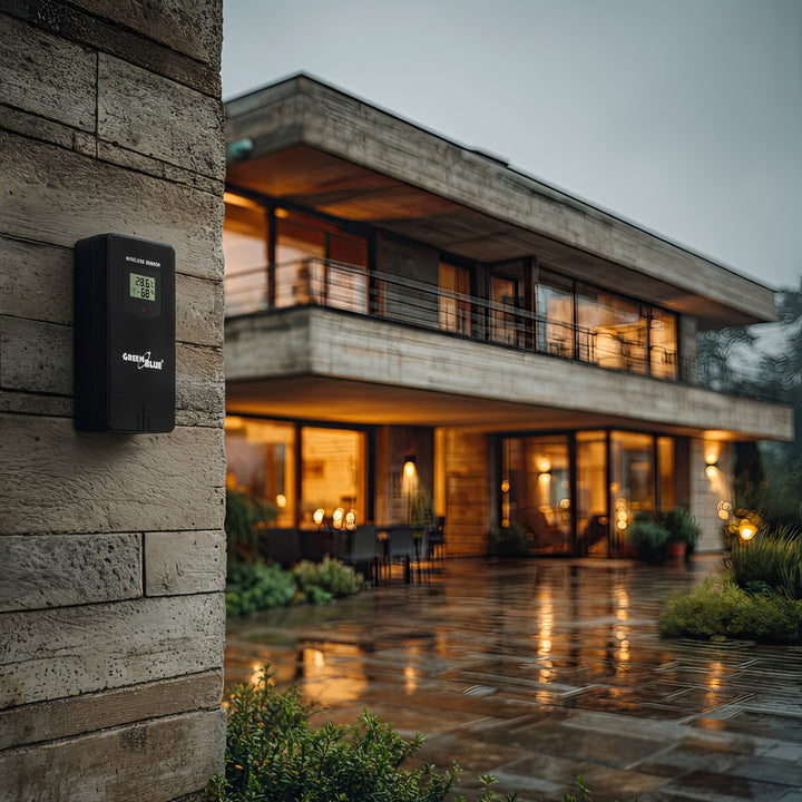 GreenBlue Funkwetterstation, Farbe, mit DCF, Mondphasen, Barometer, Kalender, Netzteil, GB540N