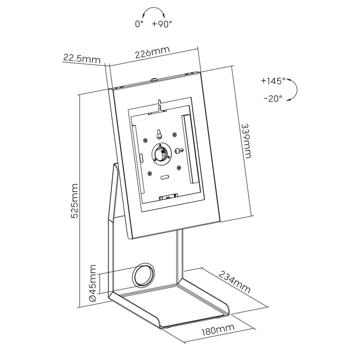 Maclean POS-Ständer für Tablet und Fiskaldrucker, 1kg max, MC-336