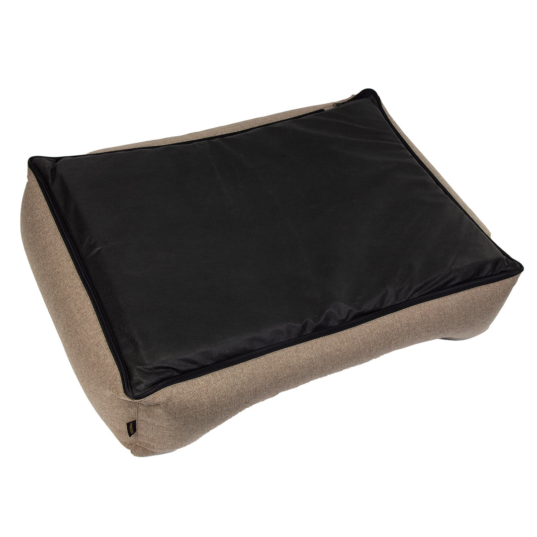 Tierbett Mestizo-Lager, 100x75 cm, beige mit weißer Umrandung, SMTF-BEI-W-3