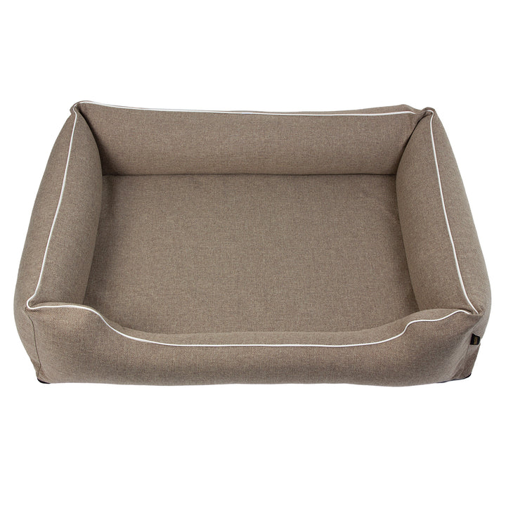 Tierbett Mestizo-Lager, 100x75 cm, beige mit weißer Umrandung, SMTF-BEI-W-3