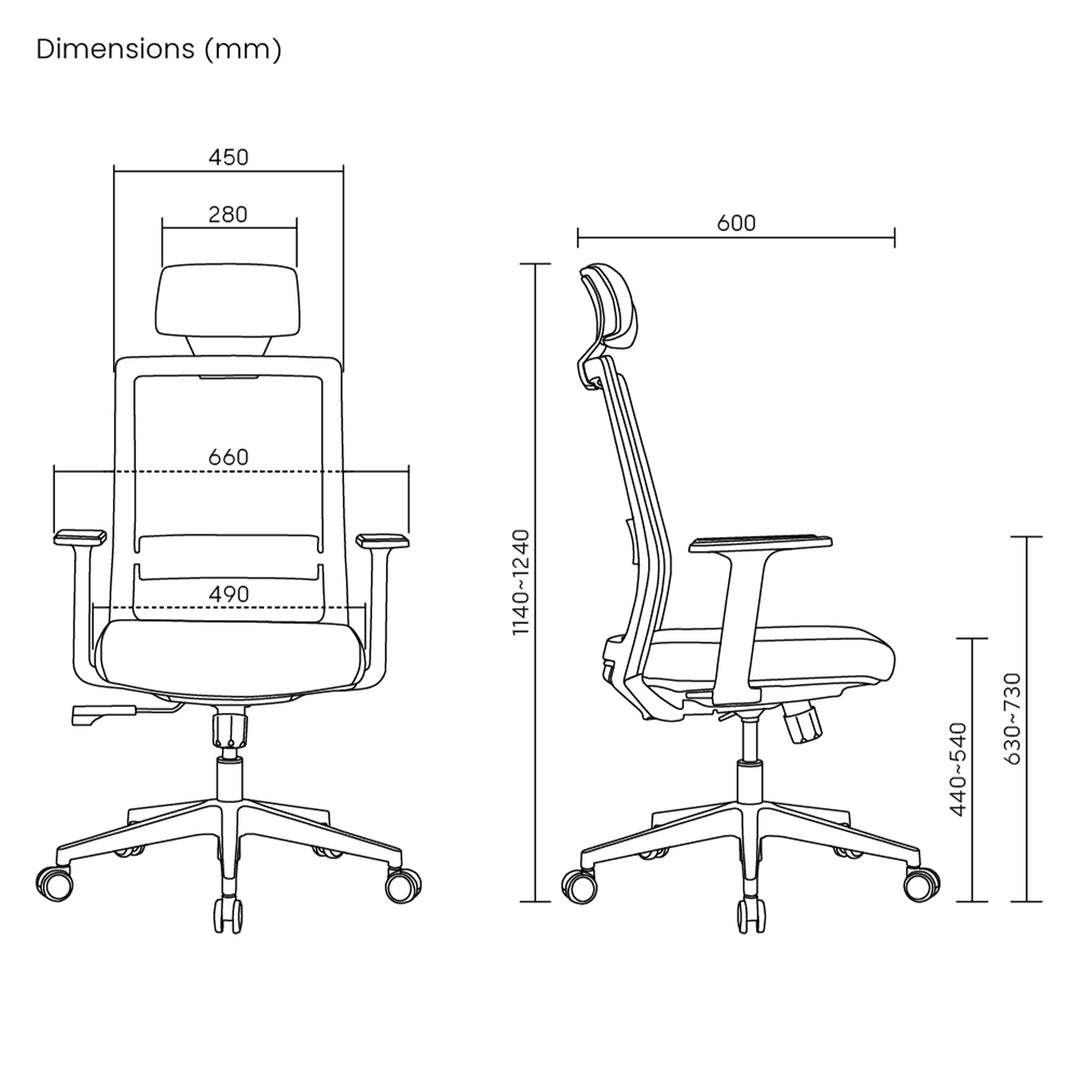 Ergonomischer Premium-Bürostuhl mit hoher Rückenlehne Ergo Office, max 150kg, ER-425