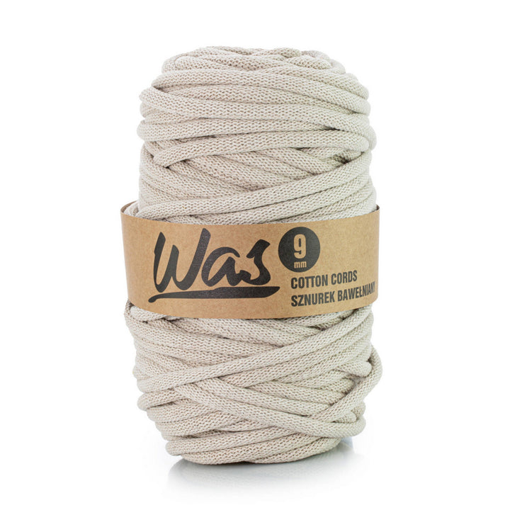 WAS, Baumwollkordel mit Polyesterkern, geflochten, 9mm, 50m, hellbeige