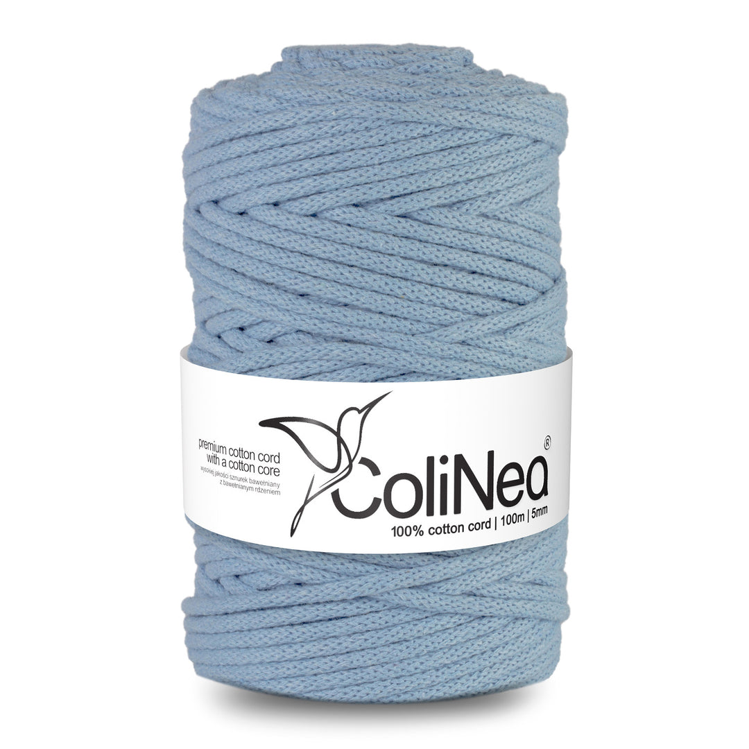 ColiNea, Baumwollkordel mit Baumwollkern, geflochten, 5mm, 100m, blau