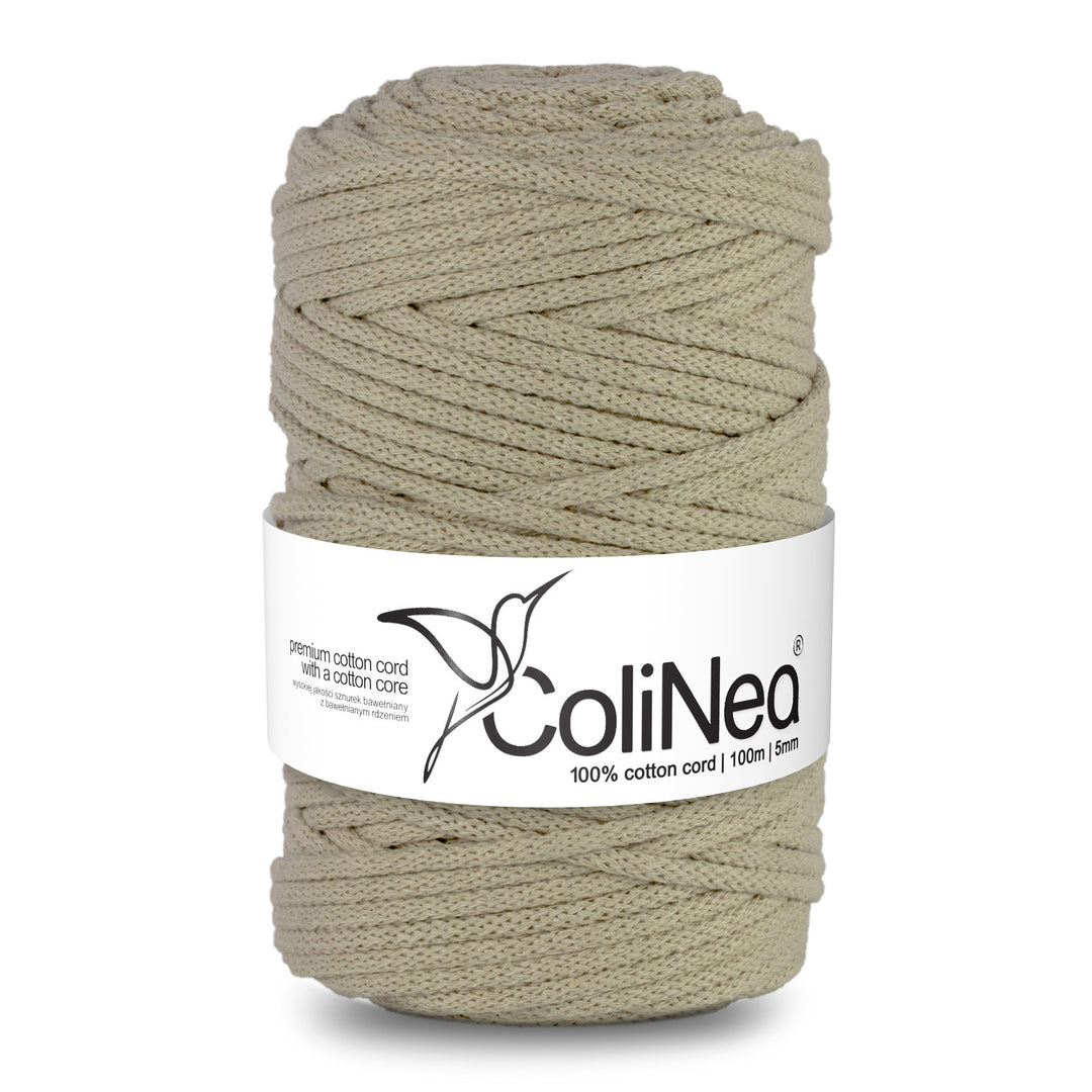 ColiNea, Baumwollkordel mit Baumwollkern, geflochten, 5mm, 100m, hellbeige