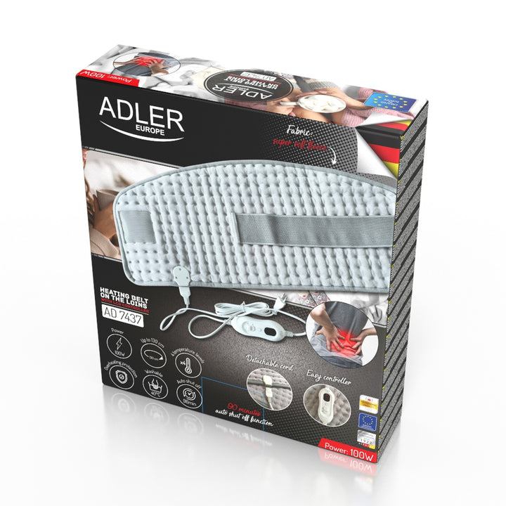 Adler Lendenheizgürtel, 4 Temperaturstufen, Leistung 100W, LCD-Fernbedienung, AD 7437