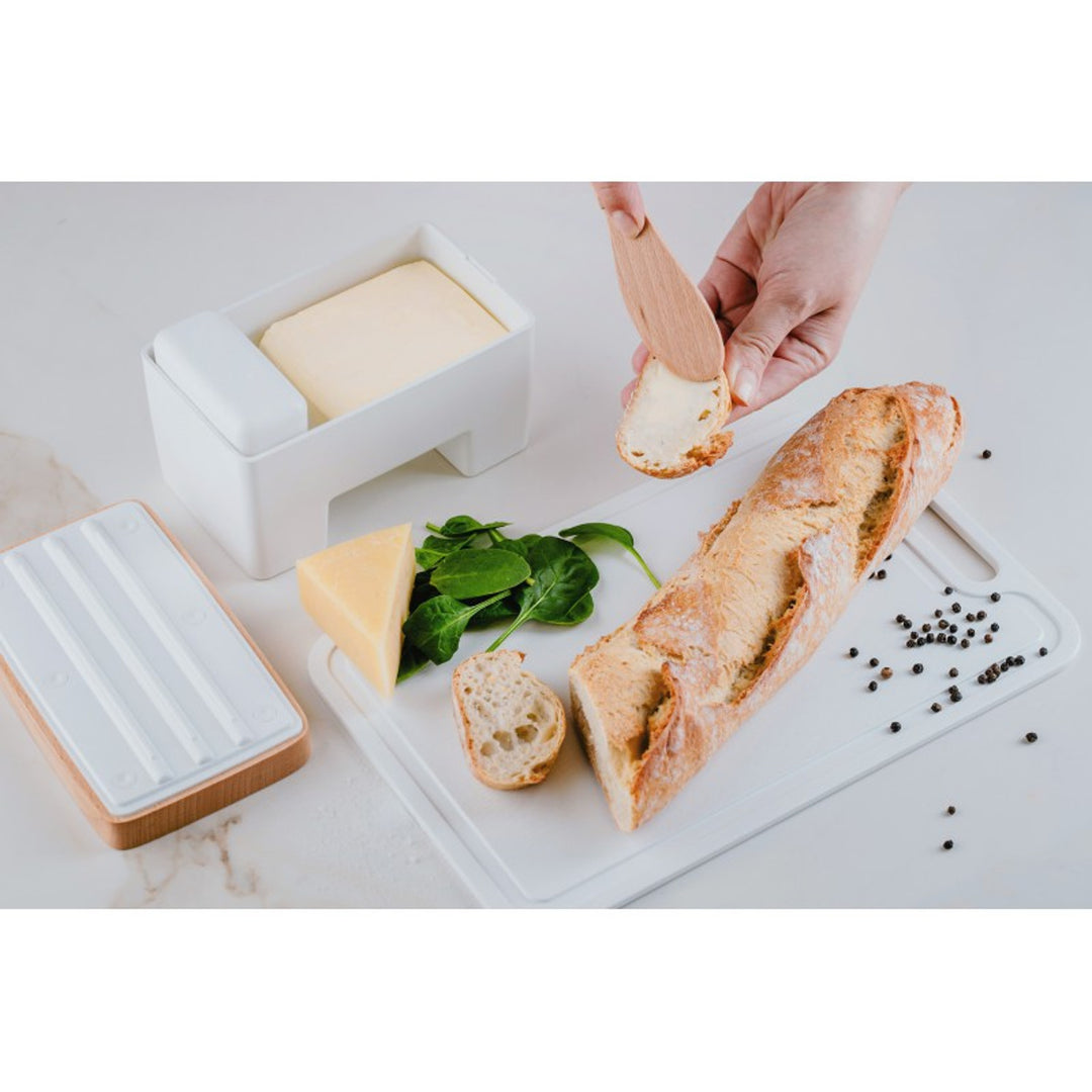 Butterdose mit Deckel und Wasserkühlung, BPA frei, weiß, Deckel aus Bu – Euroelectronics DE