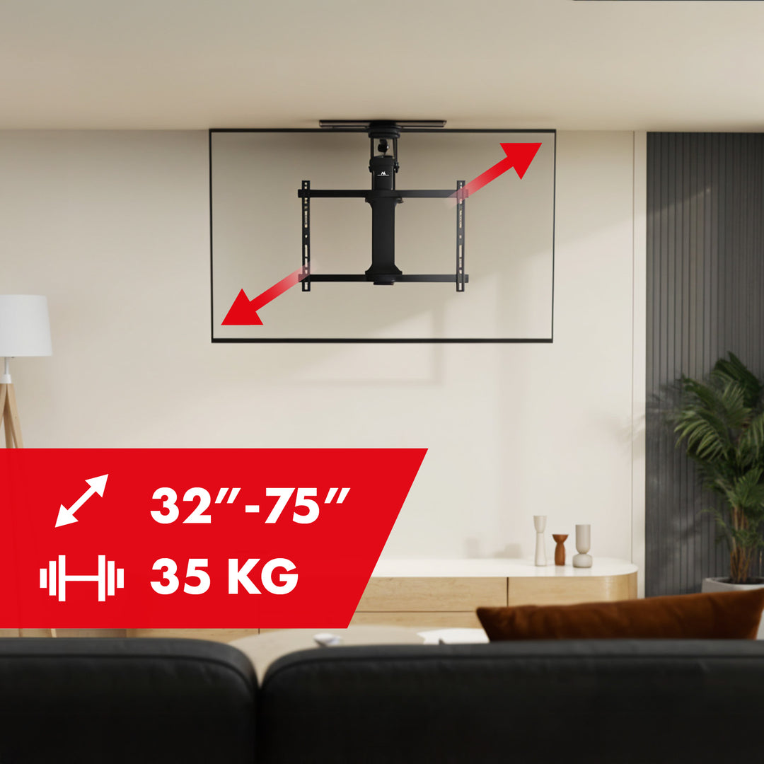 Maclean elektrische Deckenhalterung für TV, TUYA-Unterstützung, max VESA 600x400, 90st schwenkbar, 32"-75", 35kg, MC-490